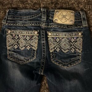 Miss Me Women's Dark Blue Jeans with Embellished Pockets